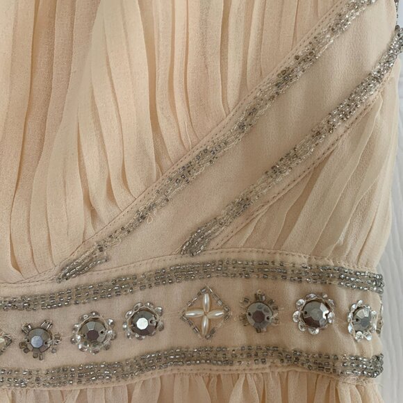 Forever 21 Beaded Maxi Dress | Blush Peach, Lined, Back Zipper - Picture 4 of 4